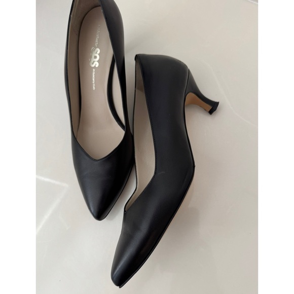 SAS 🫐 Black Moxi Leather Italian Kitten Heel Pump Shoes 10-1/2 W - Picture 5 of 9